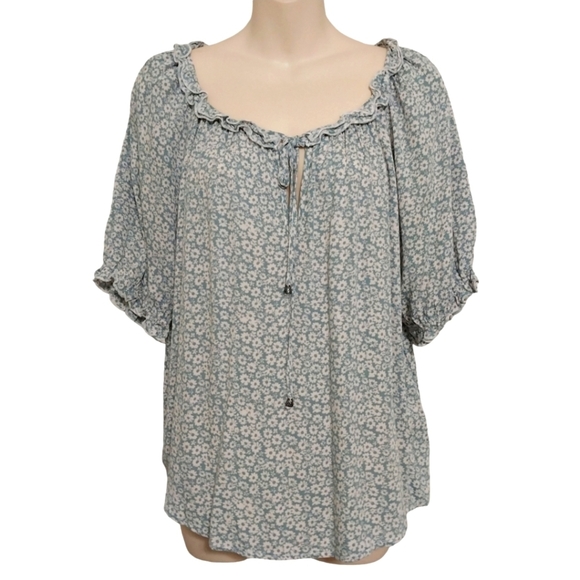 Jolt Floral Peasant Rayon Top Sz L - Picture 2 of 6